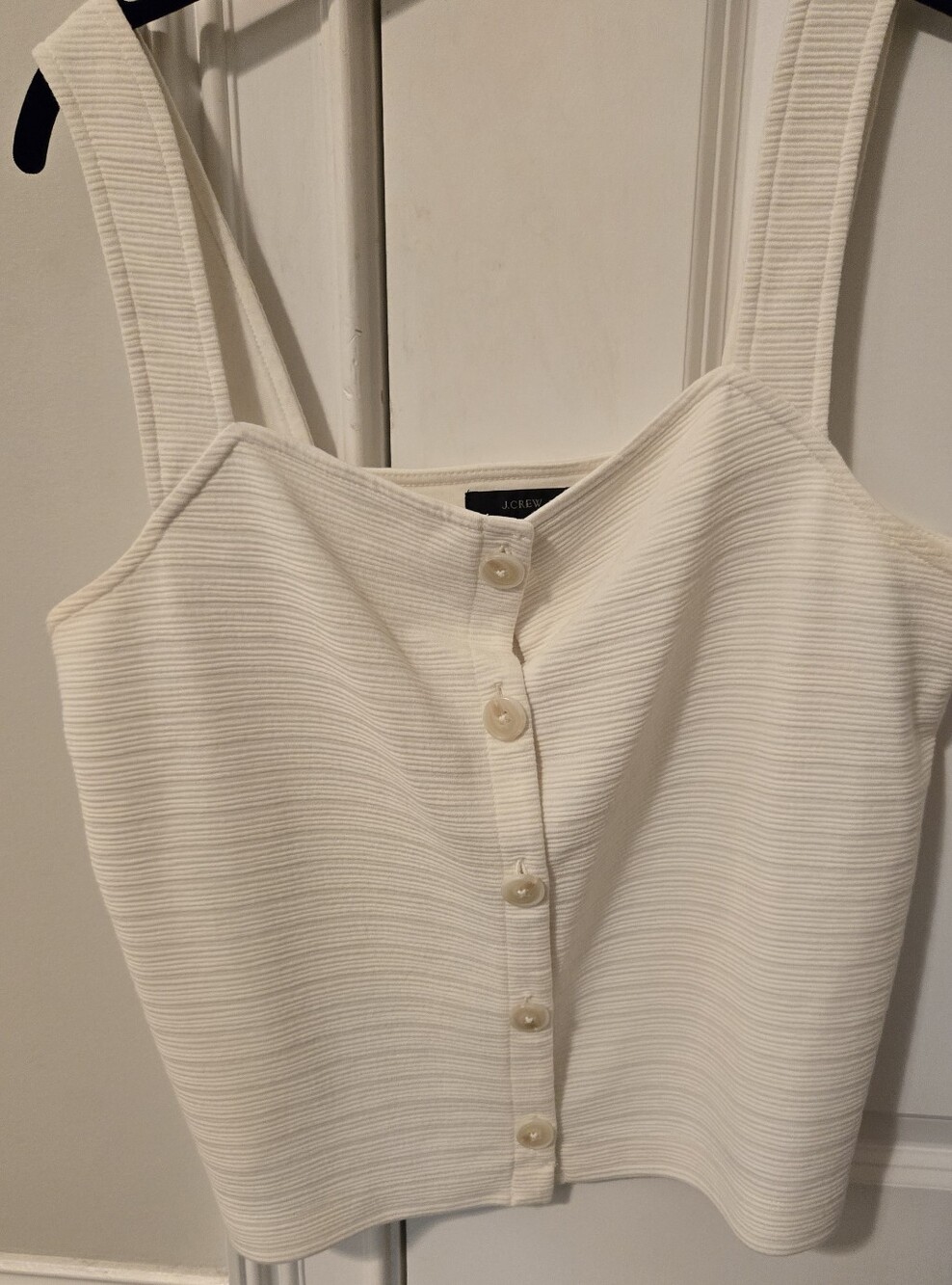 J. Crew Sleeveless Cream Ribbed Button-Front Top